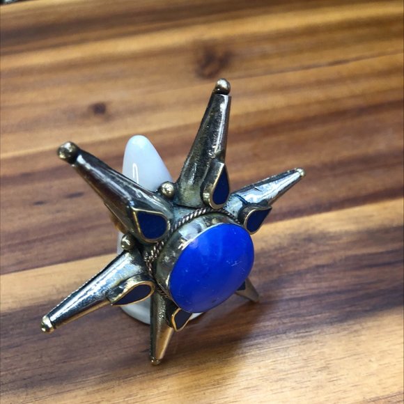 Blue Star Ring, Afghan Massive Ring, Stone Ring, Boho Ring, Vintage Ring, Kuchi - Picture 5 of 9